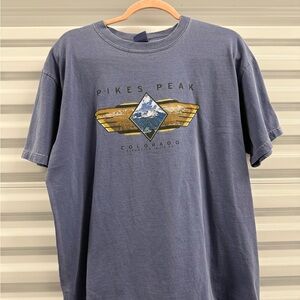 Anvil Pikes Peak Graphic Tee - Blue and Gold